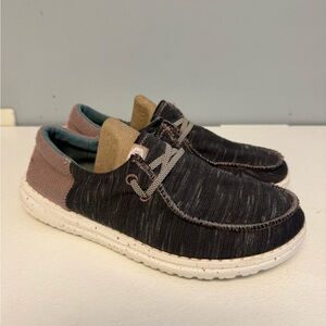 Hey Dude Z2982* Wendy Funk Jersey Charcoal Women's Slip-On Shoes Size Y 6 W 7